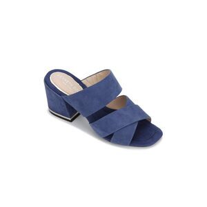 KENNETH COLE Womens Blue Maisie Slip On Leather Heeled Mules Shoes 7 M